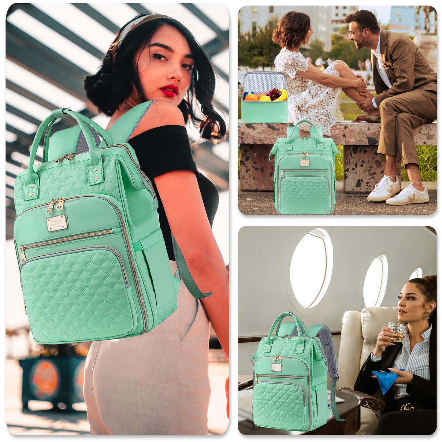 Weitars Lunch Backpack For Women,15.6 Inch Laptop Backpacks For Womens Back pack, Travel Backpacks,Work Backpack For Women (LightGreen)
