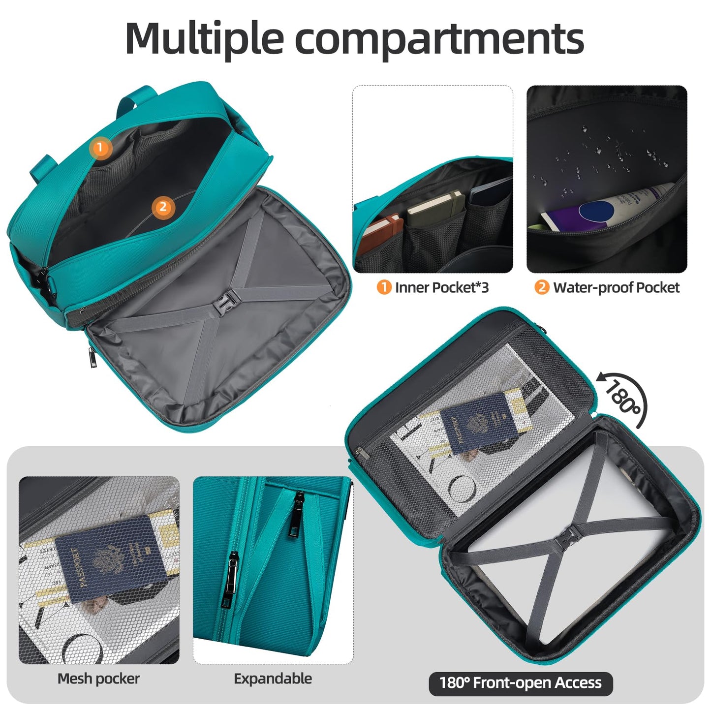 TIAWOLT Carry-On Luggage Travel Duffle Bag Carry on Duffle Airline Approved Expandable Travel Duffle, Weekender Bag for Men and Women with Wet Pocket Large Compartment, Green