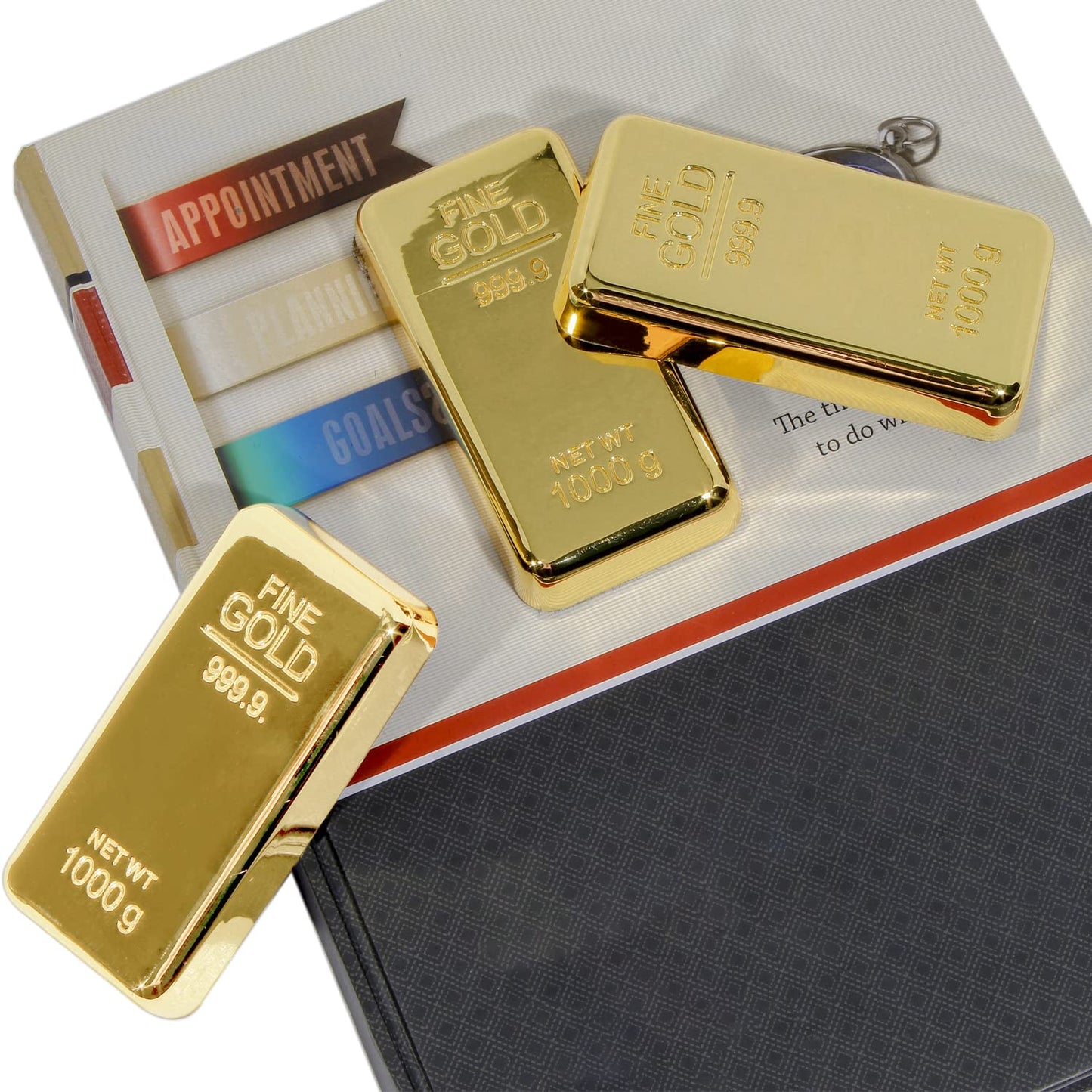 ZAHEPA Pack of 3 Fake Gold Bar Paperweights for Office Desk – Luxury Gift for Men & Women, Stylish Birthday & Anniversary Present, Elegant Jewelry Shop Decor (3.15" x 1.57" x 0.39")