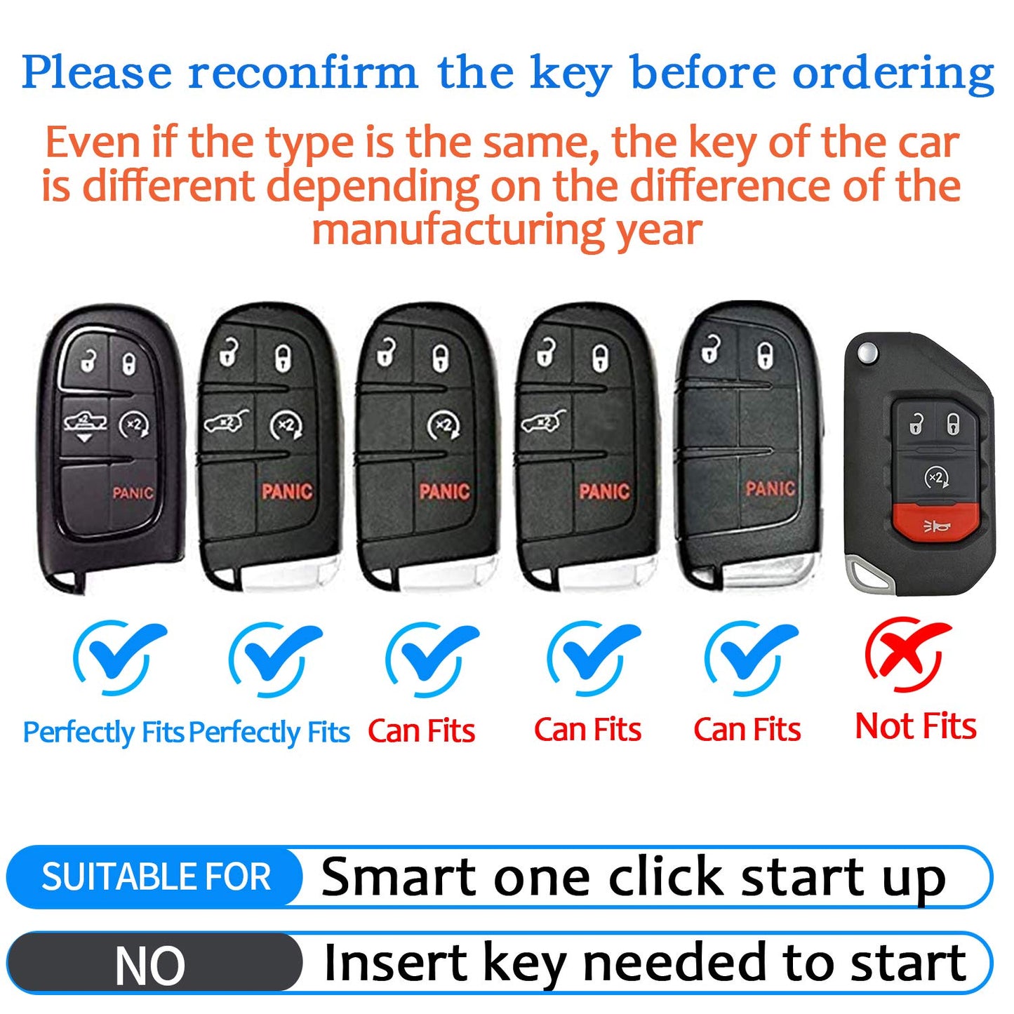 Tukellen for Jeep Key Fob Cover Leather,Leather Key Case Protector Compatible Jeep Grand Cherokee Renegade Chrysler 200 300 Dodge RAM Durango Challenger Journey Dart Fiat (only for Keyless go)-Brown