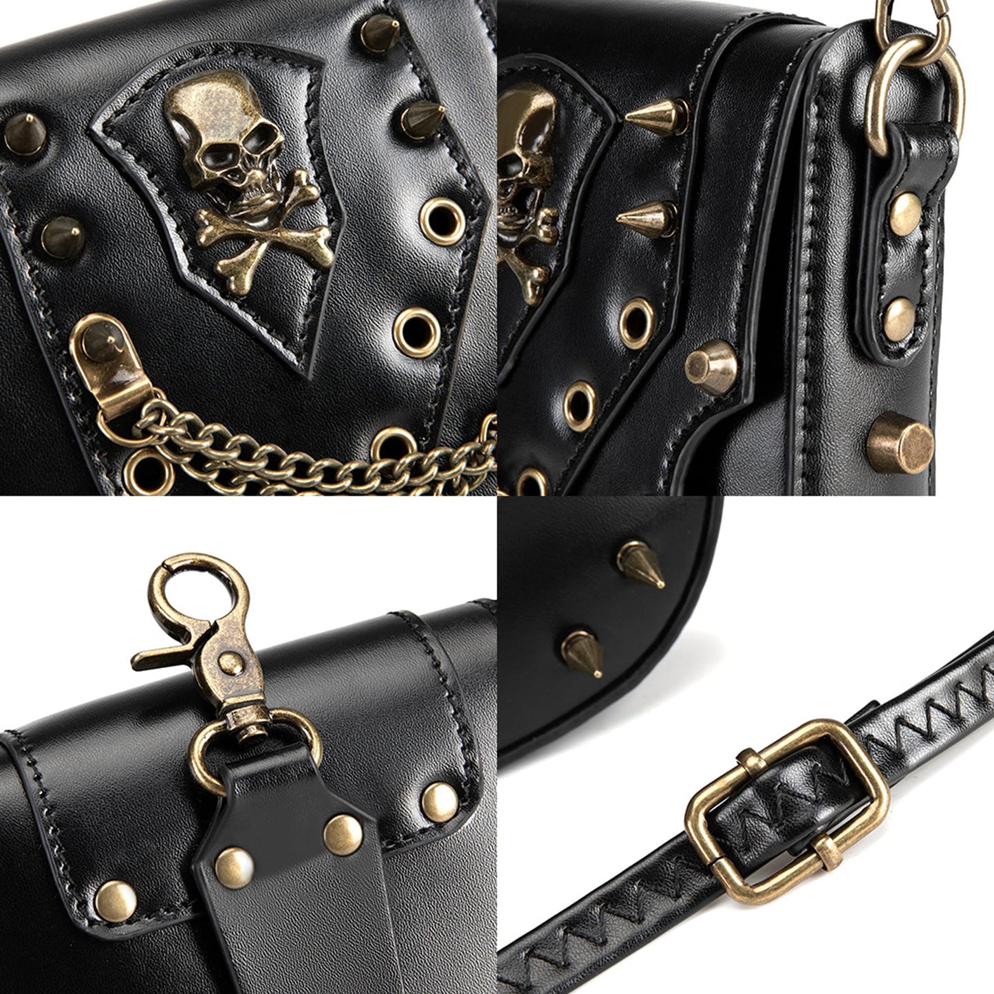 Gothic Owl Crossbody Bag Renaissance Accessories Shoulder Bag Steampunk Belt Pouch Women Cute Cell Phone Novelty Purse (Black B)