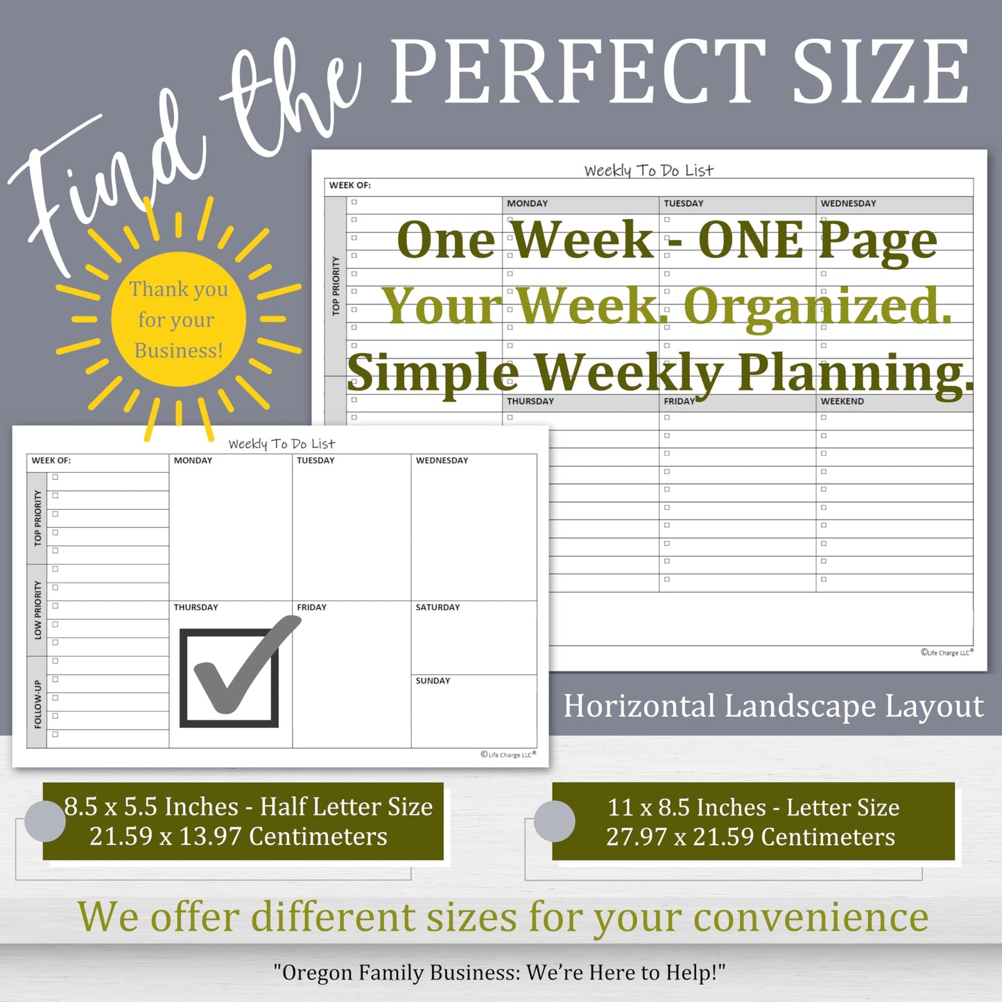 Life Charge Weekly To Do List Planner Notepad, 60 Page Task Planning Pad with Daily Checklist, Priority To-Do Checkboxes & Notes, Desk Notebook for Office Organization & Productivity, 11 x 8.5