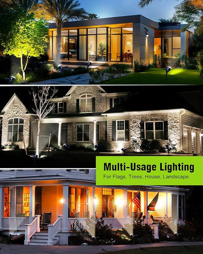 Solar Spot Lights Outdoor, Halloween Bright Solar Landscape Spotlights Waterproof 18LED 2-in-1 Solar Powered Flag Light Adjustable Auto On/Off Uplights for Flag Pole Garden Yard 1Pack (Cool White)