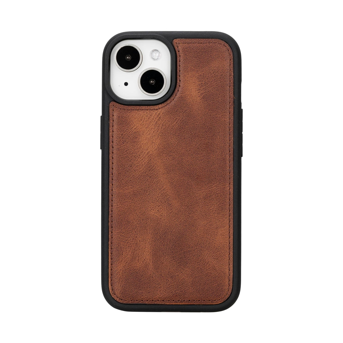 HARDISTON Genuine Leather Handmade Wallet Case Compatible with iPhone 15 - MagSafe Compatible - Detachable Strong Magnetic Flip Cover with Card Holders - Horizontal Kickstand (Brown)
