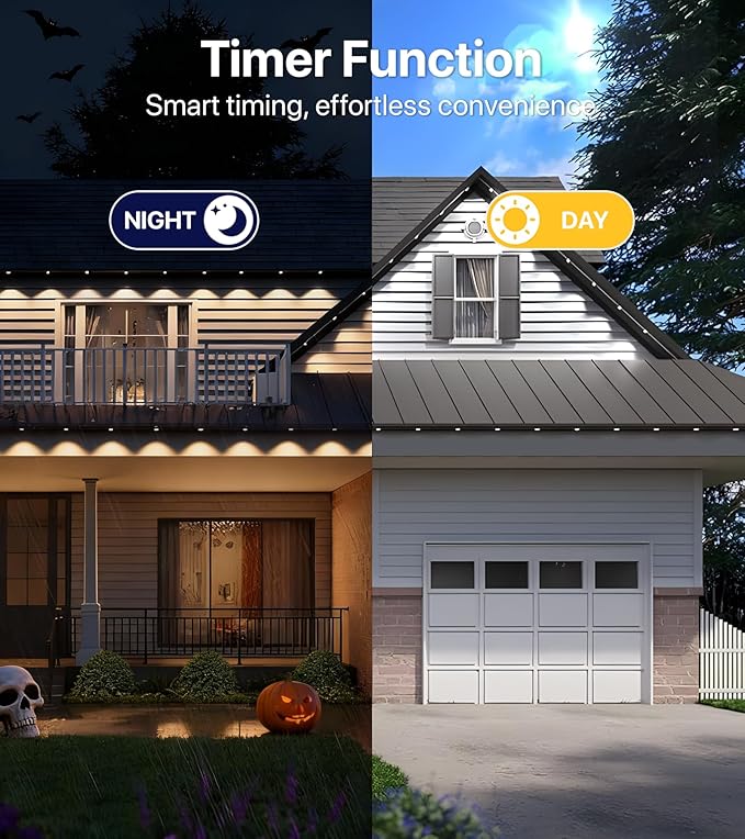 Permanent Outdoor Lights,150FT RGB+IC LED Lights with Smart APP & Remote Control, 72 Scene Modes, Waterproof IP65 for Holiday,Christmas,Yard Decorations(Extension Cord Not Included)