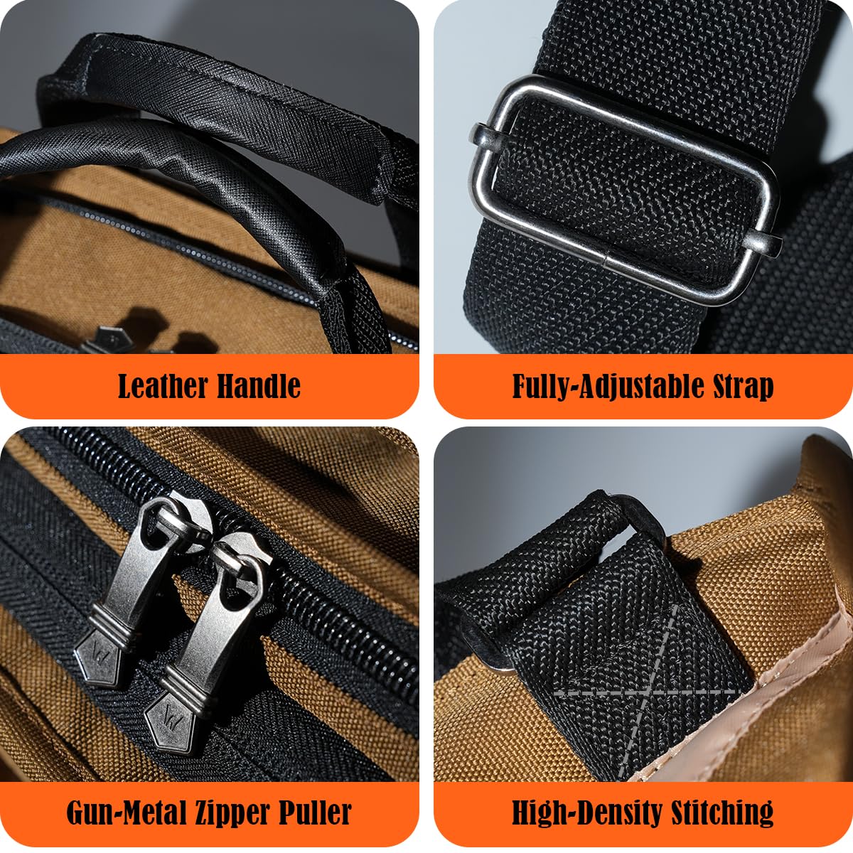 WELKINLAND 14-Pockets Travel Messenger Bag for Men, 13" Tablet Shoulder Bag Men, 15L-Roomy Men's Shoulder Bag Expandable, Comfortable EDC Crossbody Bag for Man, Heavy-Duty Mens Messenger Bags for Work