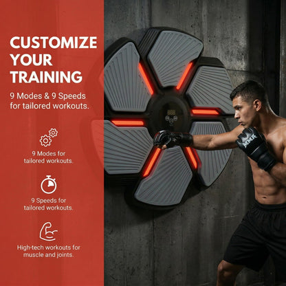Music Boxing Machine, Music Boxing Machine for Adults, Interactive Punching Trainer with Boxing Gloves, Adults Smart Bluetooth Boxing Training, 9 Modes & 9 Speeds