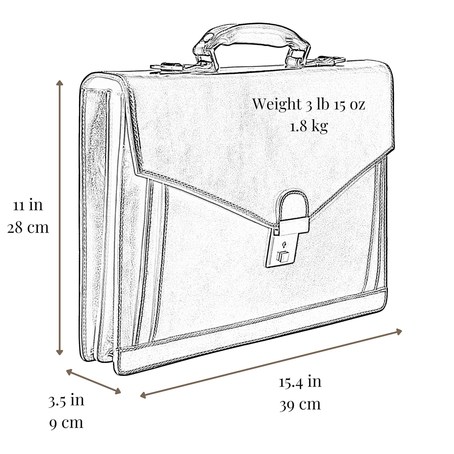 Time Resistance Leather Briefcase for Men - Business Laptop Bag - Italian Handmade Leather Bag - Attache - Gift Box Included (Black)