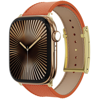 Designer Genuine Leather Band Compatible with Apple Watch Ultra/SE/Series 10/9/8/7/6/5/4/3/2/1 (49mm-38mm), Magnetic Buckle Replacement Strap for Men & Women