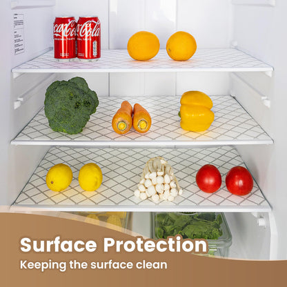 Shinlendid Refrigerator Liners Non-Slip 12IN x 10FT, Absorbent Fridge Shelf and Drawer Liners for Shelves, Keep Fruits and Vegetables Fresh, Various Sizes Washable Refrigerator Mats, White