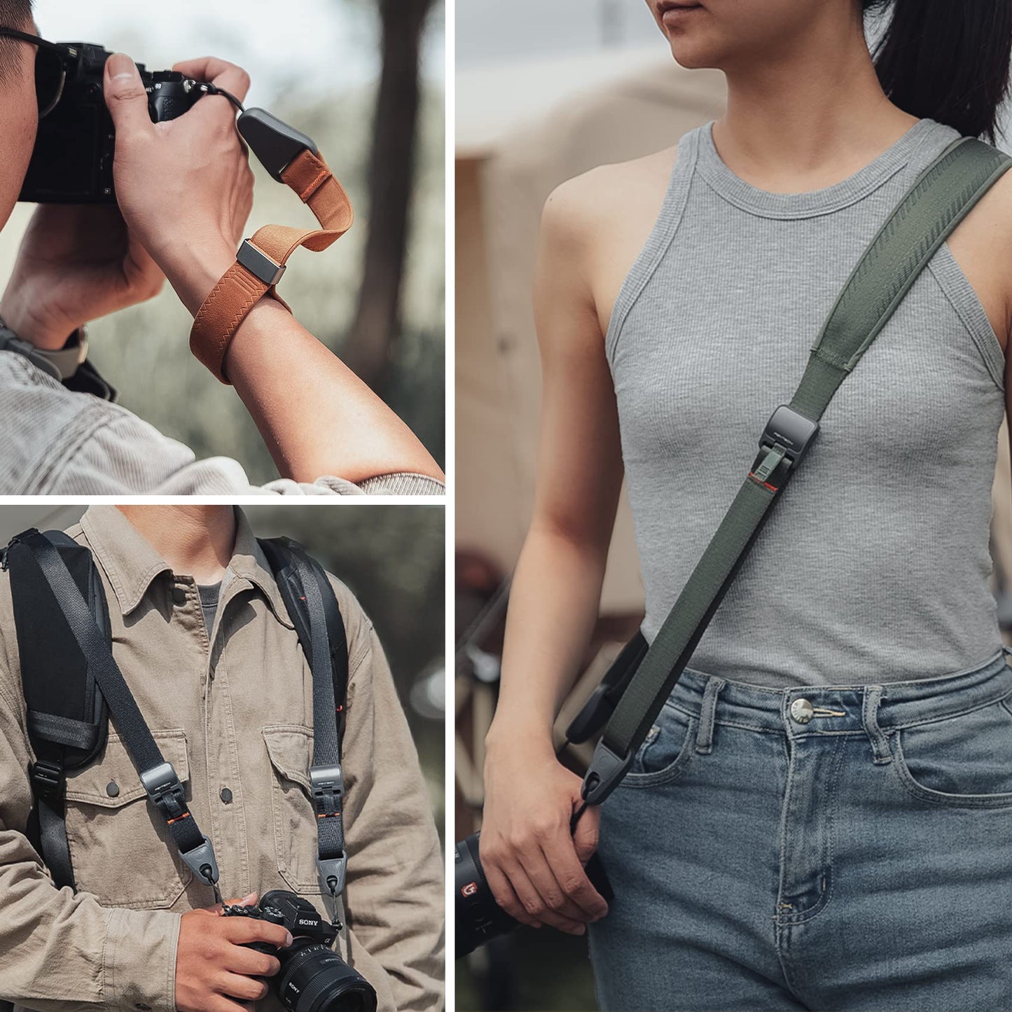 PGYTECH 1.8" Wide Camera Shoulder Strap with Quick Release Plate Camera Neck Straps Long for Photographers Adjustable for DSLR SLR (Fern Green)