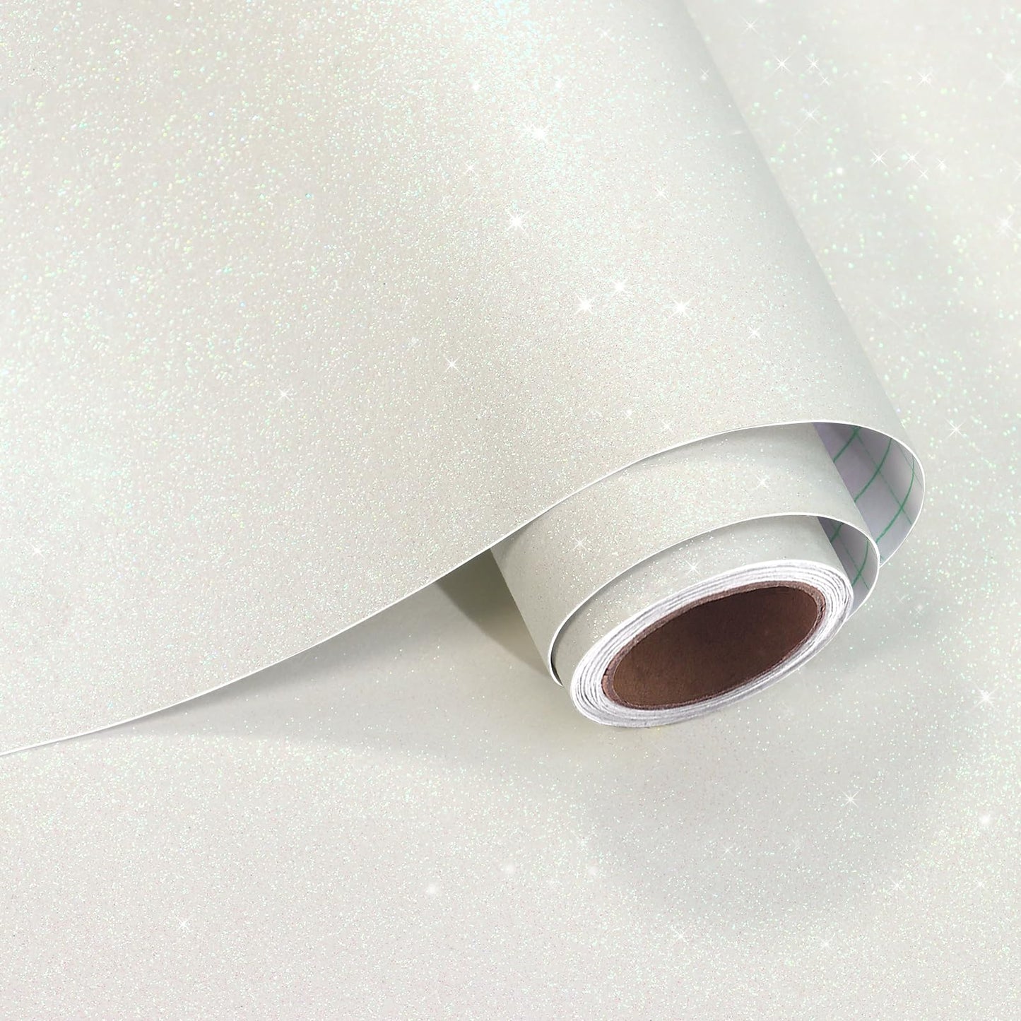 VaryPaper Sparkle Off White Glitter Wallpaper Peel and Stick Wallpaper Glitter Contact Paper for Cabinets Decorative Self Adhesive Removable Wall Paper for Bedroom Bathroom Walls 15.7''x78.7''