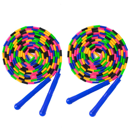 Double Dutch Jump Rope 16 Ft 2 Pack, Long Jump Rope for Kids Adults, Skipping Rope Soft Beaded Multiperson