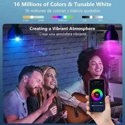 OHLUX 6 Pack E12 Smart Candelabra LED Light Bulbs, Color Changing Compatible with Google Alexa and Smart Life, 4W 40W Equivalent WiFi Candle Bulbs with Remote Control, Timer