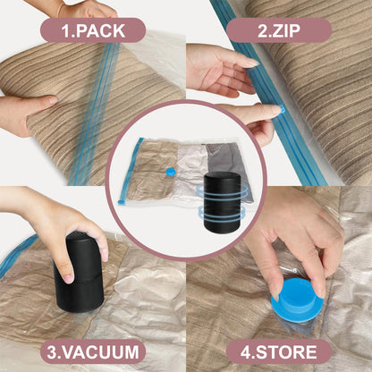 Roomipro Vacuum Storage Bags with Electric Pump, 16 Pack (3 Jumbo/3 Large/5 Medium/5 Small), Space Saver Bags with Pump, Storage Vacuum Sealed Bags for Clothes, Comforters, Blankets, Bedding