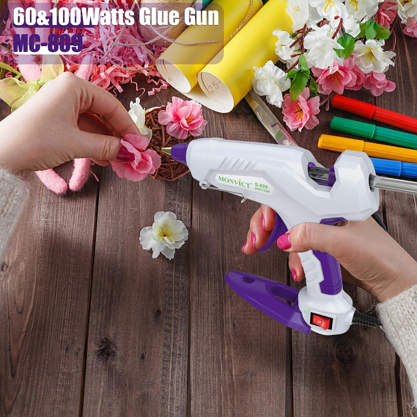 Hot Glue Gun Sticks, 60 Pack MONVICT Glue Sticks with 4" Long 0.43” Diameter, Craft Hot Glue Pastes All Purpose Hot Melt Glue Sticks for Most Glue Guns, Clear Glue Sticks for DIY, Arts & Crafts