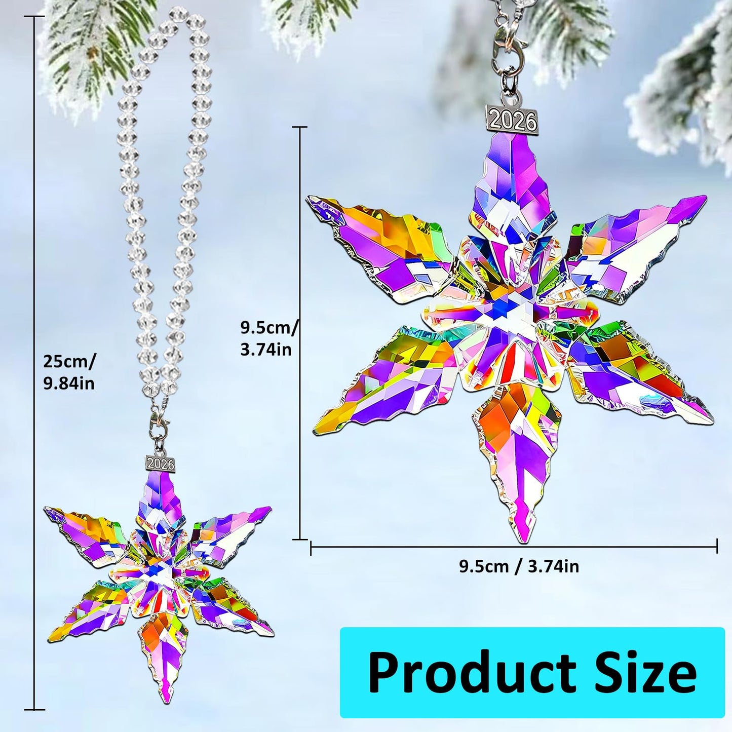 2026 Annual Christmas Ornaments, Crystal Star Ornaments for Christmas Tree