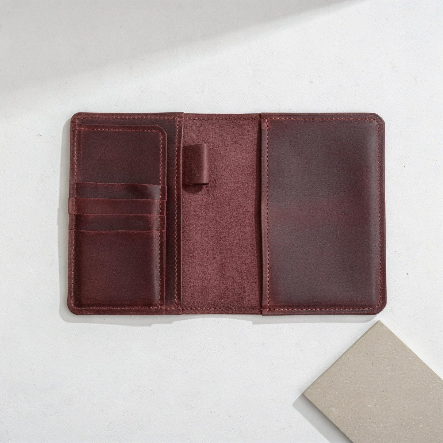TORAKIP Leather Travel Journal Cover A6 – Refillable Notebook Cover with Pockets & Pen Holder, Handmade Genuine Leather Case for 4.1" x 5.8" Notebooks (Paper Not Included), Burgundy
