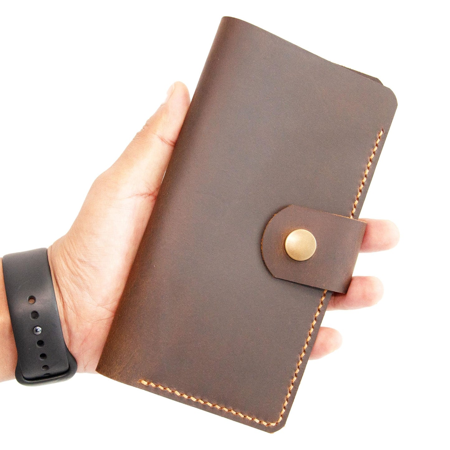 Turbosnail Leather checkbook holder, Checkbook cover handmade, For Women and Men, Christmas gifts (Brown)