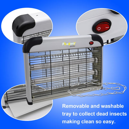 Phosooy Electric Bug Zapper, 2800V High Grid Indoor Mosquito Killer with 20W Lamps, Plug-in Hanging Insect Trap for Mosquitoes, Moths, Gnats, Flies and Flying Insects Indoor Use