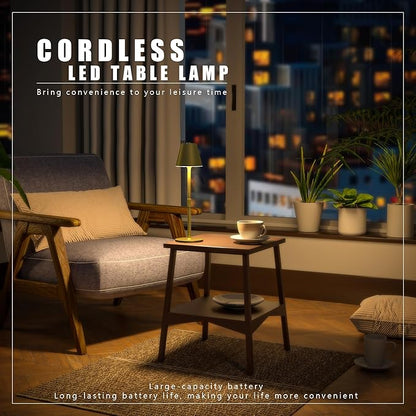 LED CordlessTable Lamp,4000mAh Rechargeable Battery Desk lamp,3 Level Brightness Night Light, Simple Design, for Couple Dinner/Coffee Table/Restaurant/Bedroom(Champagne Gold 4Pack)