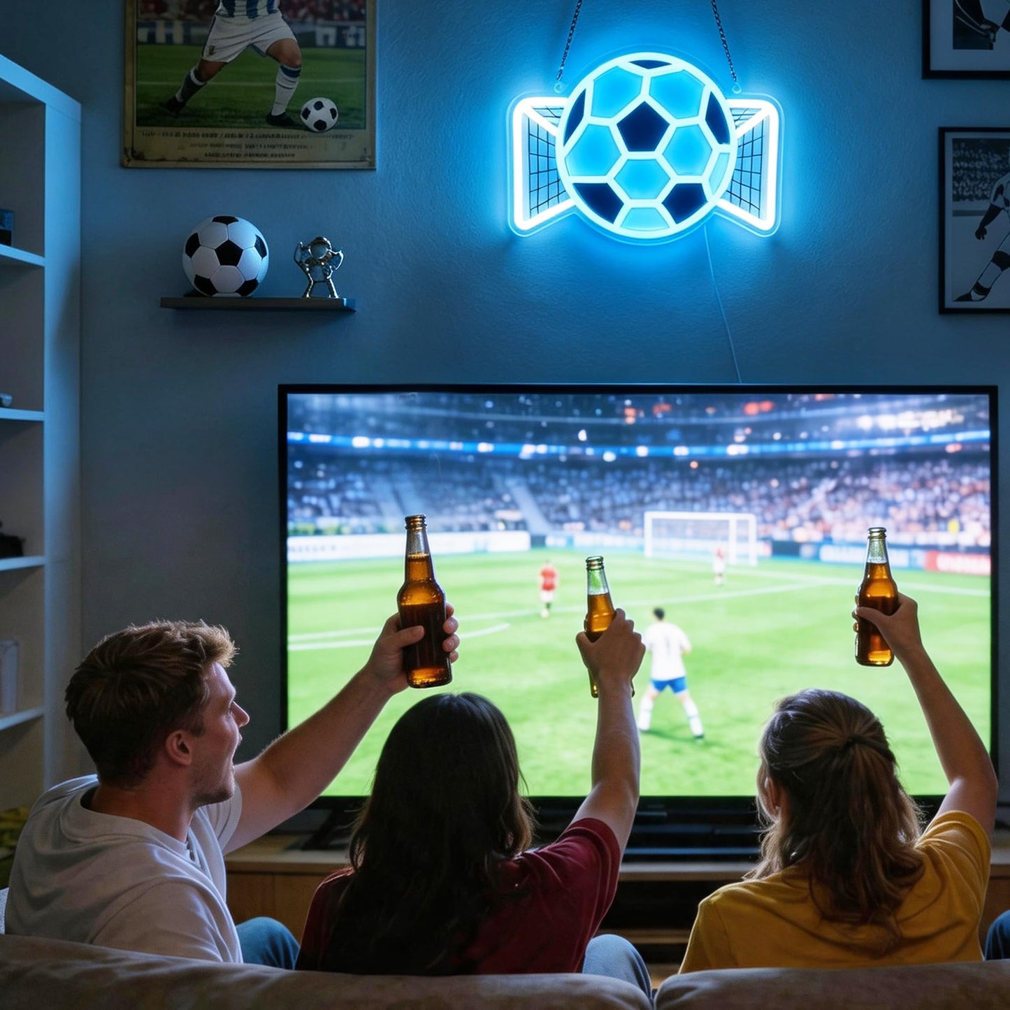 Okayera Soccer Neon Sign, Dimmable Football LED Lamp for Wall Decor, Light up Sports Sign for Bedroom Playroom Man Cave Club Party College Dorm Decor, Cool Teenager Boy Kid Birthday Holiday Xmas Gifts