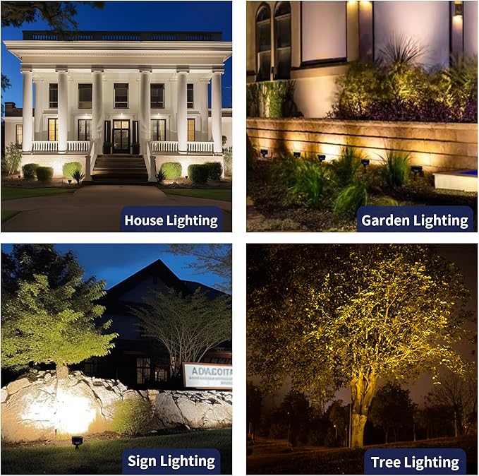 Gardenreet Low Voltage Flood Lights - 12W LED Wall Wash Landscape Lights, Outdoor 12V Hardwired Waterproof Aluminum, Warm White Angle Adjustable Brown Lighting for Yard Tree Patio House 4 Pack