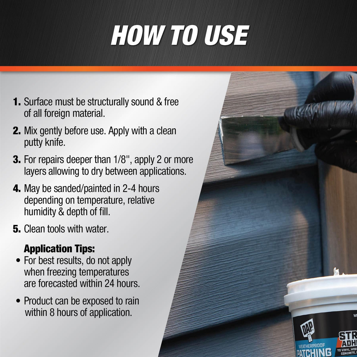 DAP Weatherproof Patching Compound, White, 16 Oz (7079818740)