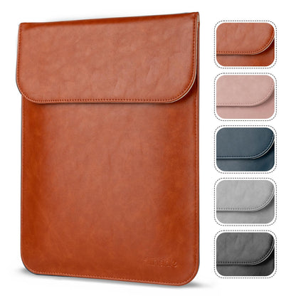Allinside 15-16 inch Laptop Sleeve Case Compatible with MacBook Pro 16 2021-2026/MacBook Pro 15 2016–2019, Waterproof PU Leather Laptop Sleeve Bag Protective Vertical Case Cover, Brown