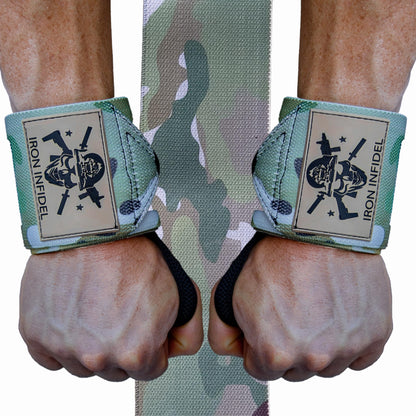Iron Infidel Wrist Wraps for Weightlifting - 18" Heavy Duty Wrist Support for Working Out, Gym Accessories for Men - Use for Lifting, Crossfit, Fitness, Exercise, Bench Press, Powerlifting (OCP)