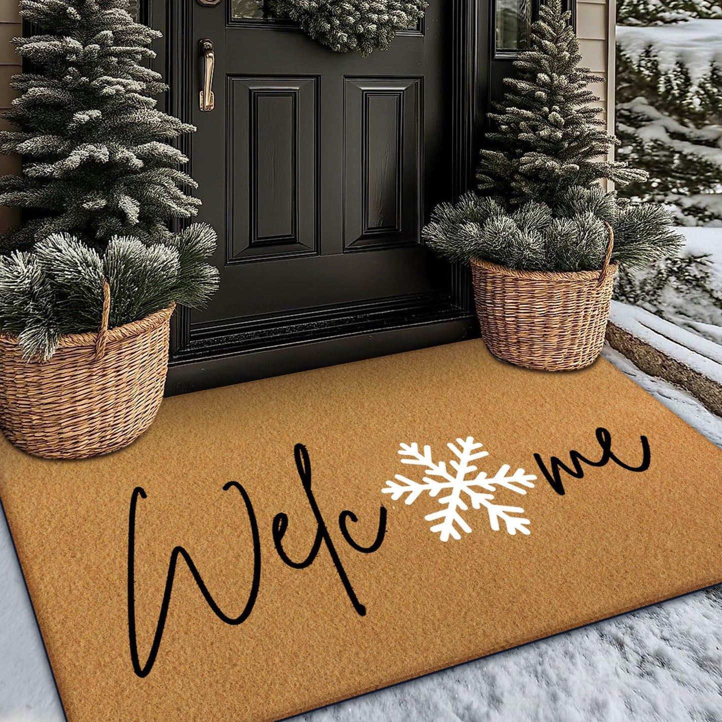 Yookeer 14 Pcs Winter Christmas Stencils for Door Mats Crafts Reusable Merry Christmas Welcome Winter Templates Large Stencil for Painting on Wood Sign Wall Doormat DIY Project