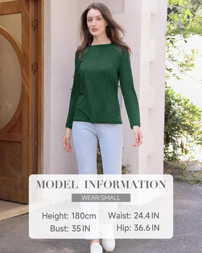 GAYHAY Long Sleeve Shirts for Women - Fall Winter Clothes Crew Neck Casual Tops Loose Fit Tees Fashion Outfits 2025