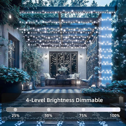 200 FT 500 LED Christmas Lights Outdoor Decorations Super Long Fairy Lights Waterproof 8 Modes Timer Clear Wire String Lights for Outside House Tree Patio Yard Wedding Party Holiday-Cool White