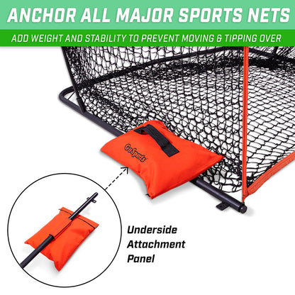 GoSports Sports Net Sandbags Set of 4 Weighted Anchors for Baseball Nets, Soccer Goals, Golf Nets, Football Nets, Hockey Nets and More, Orange