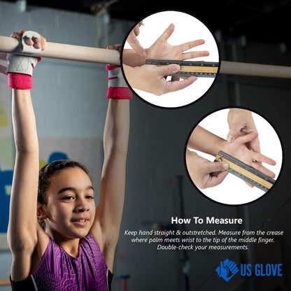 US Glove Women Hot Shot Uneven Bar Gymnastics Grips - Women Gymnastics Bar Grips, Made in USA Gymnastics Uneven Bar Grips for Girls, Leather Gymnastics Equipment Grips, Double Buckle, Size 3 (6 3/4")