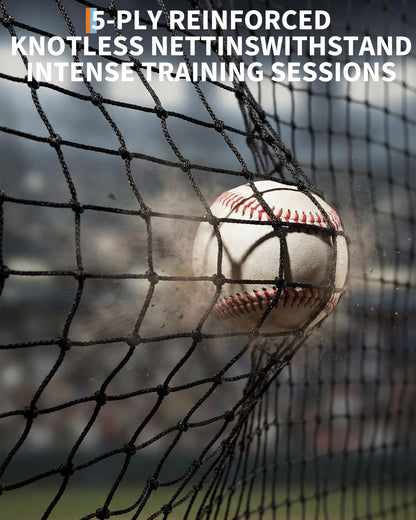 32 X 12 x 8 Ft Baseball Batting Cage, Large Baseball Training Equipment for Backyard, Portable Softball Netting Cages with Frame, Pitching Machine Hole & Detachable Door –for Hitting Pitching Practice