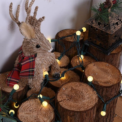 Globe String Lights, 200 LED Mix-Ball Fairy Lights Plug in UL Listed 67FT Christmas Tree Lights Christmas Outdoor Indoor Fairy Lights for Bedroom Tree Patio Party Garden Wedding, Warm White