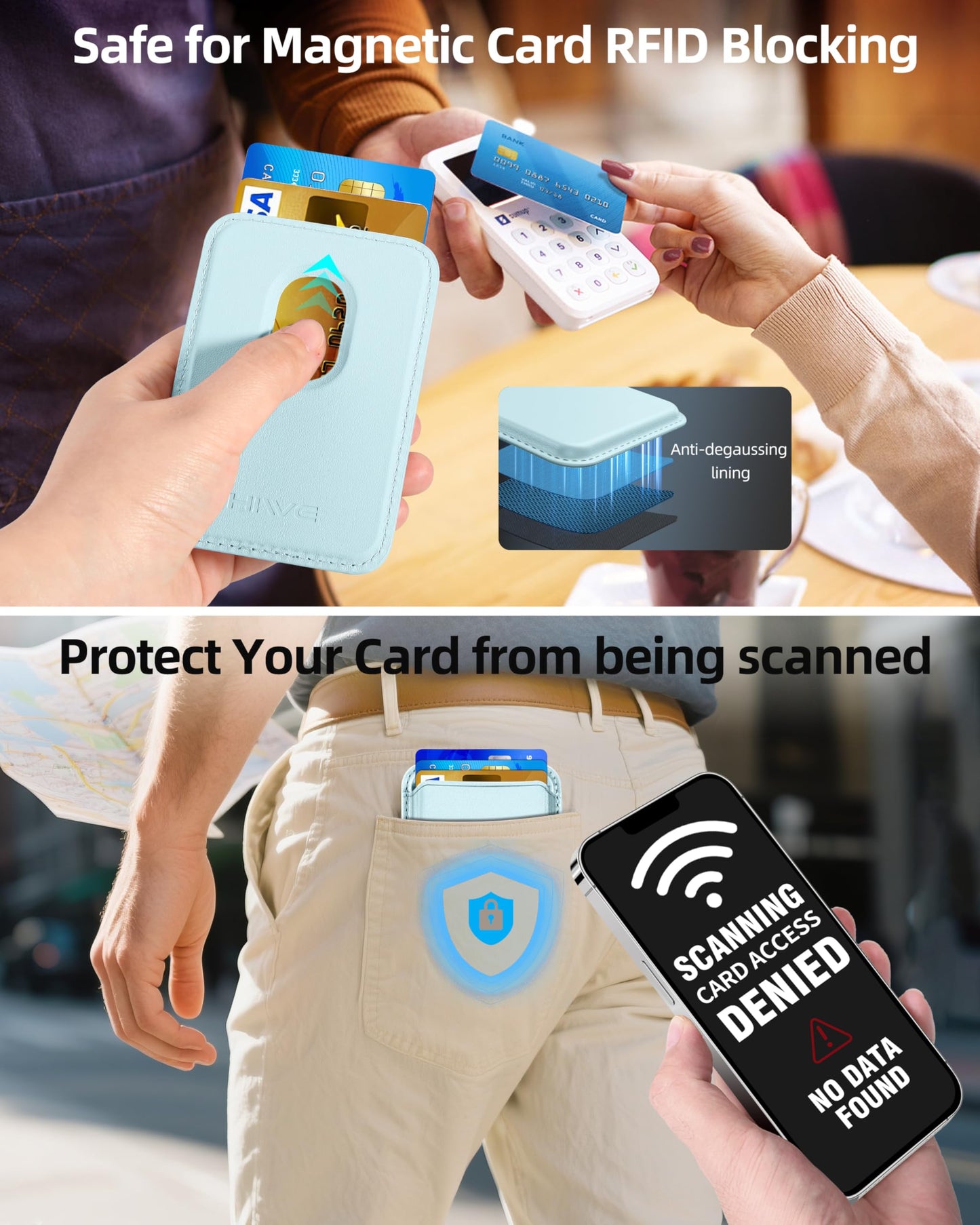 HiWe for MagSafe Wallet: 3-Card Holder, RFID Blocking, Strong Magnet for iPhone 12-17 Series, Slim, 1 Slot