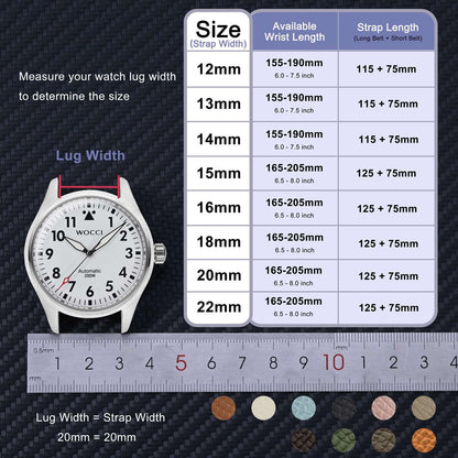 WOCCI 14mm Grace Watch Band for Ladies, Top Grain Leather, Quick Release Replacement Strap with Gold Buckle (Tea)