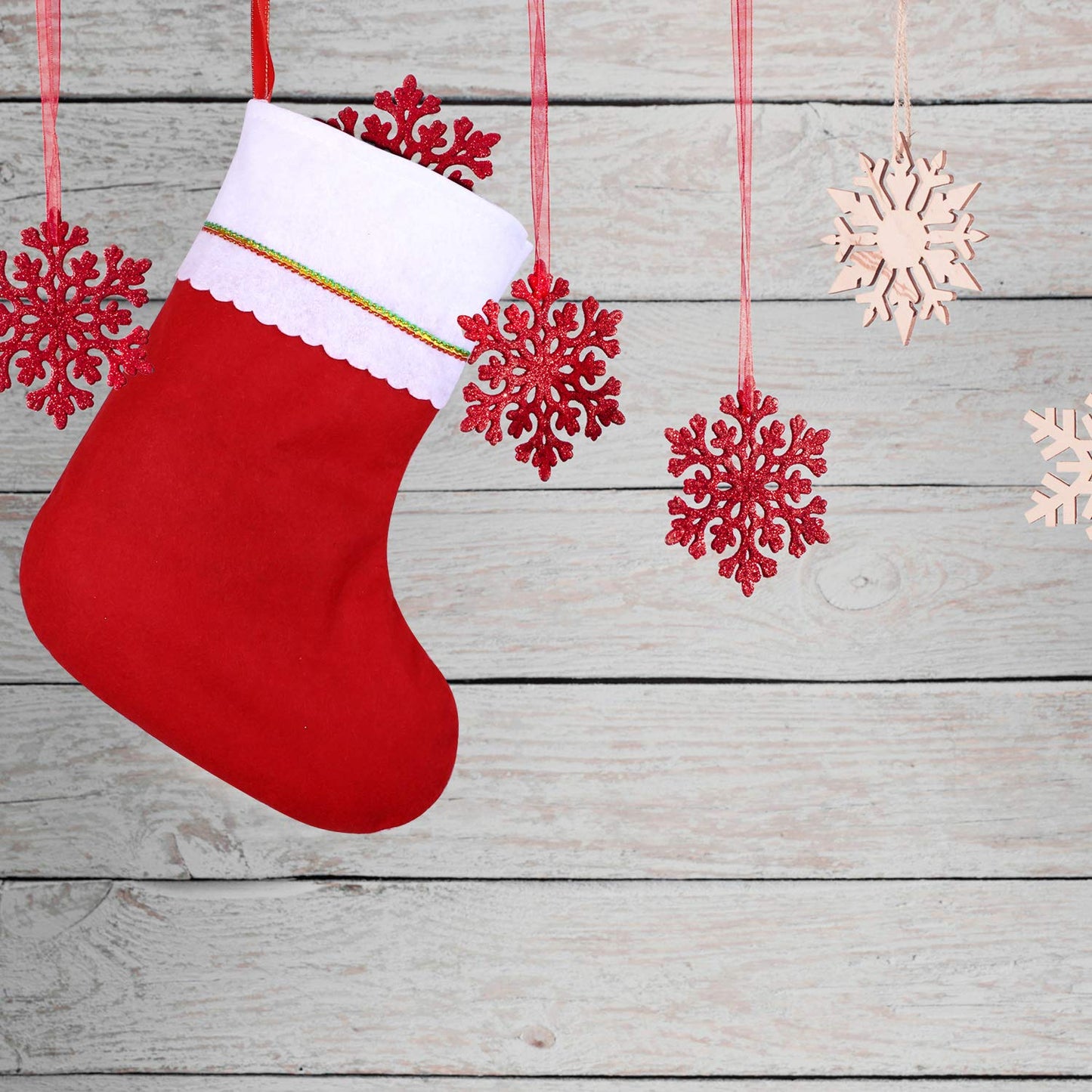 Cooraby 16 Pack Red Felt Christmas Stockings 15 Inches Xmas Fireplace Hanging Stockings Holiday Decorations Stockings for Christmas Decorations