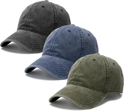 FURTALK Vintage Washed Cotton Baseball Cap - Unisex Distressed Dad Hat | Adjustable Fit, 3 Packs