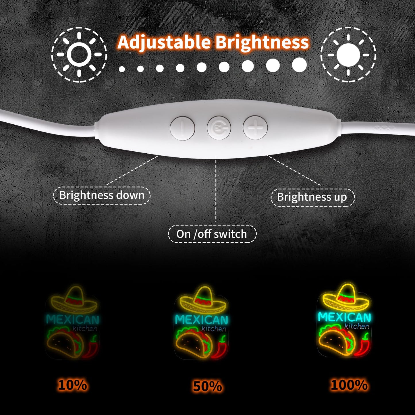 Mexican Taco Neon Sign - LED Restaurant Decor for Mexican Kitchen, Taco Party Decorations, 16.5x12" USB Wall Light - Mexican Food Gifts for Restaurants & Homes