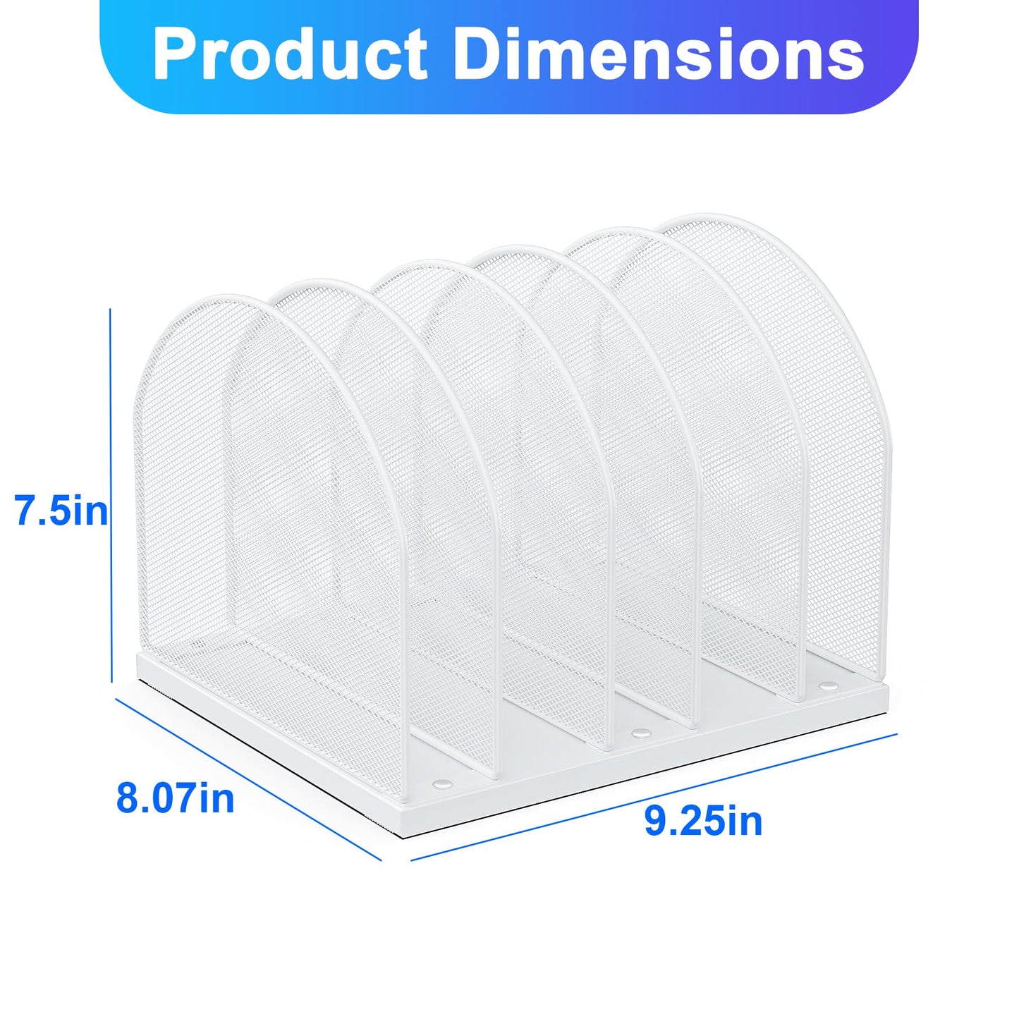 gianotter Desktop File Organizer, Desk Organizer with 5 Compartments, Paper Organizer for Desk, Workspace Organizers for Office Supplies (White, Upright Style)