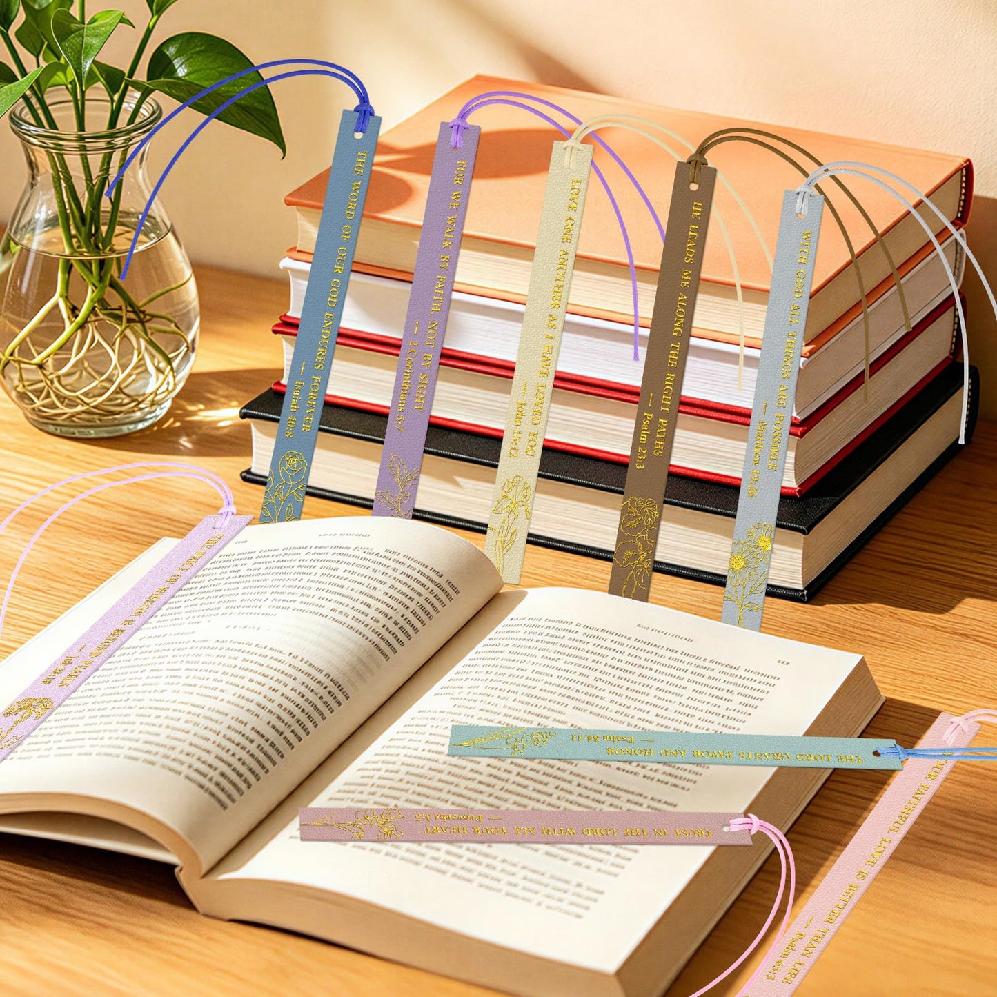 Bible Bookmark Christian Bookmarks, Pretty Bulk Leather Page Markers Religious Verse Scripture Book Marks for Reading Women Men Adults Book Lovers Christian Gifts Personalized Inspirational(20pcs)