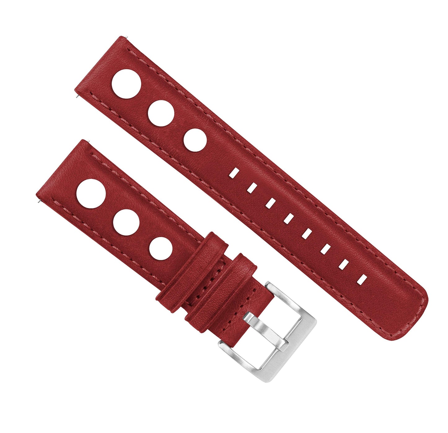 BARTON WATCH BANDS, 22mm Red - Rally Horween Leather Watch Bands - Integrated quick release spring bars- 316L stainless steel- Choose Strap Color & Width