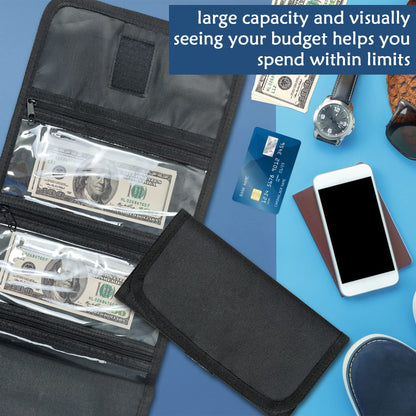 VOCHIC Money Wallet, Money Organizer for Cash with 6 Pocket Multipack Money Pouch, Cash Bill Organizer, Money Bag Small Travel Money Holder for Budgeting, Receipt and Tips