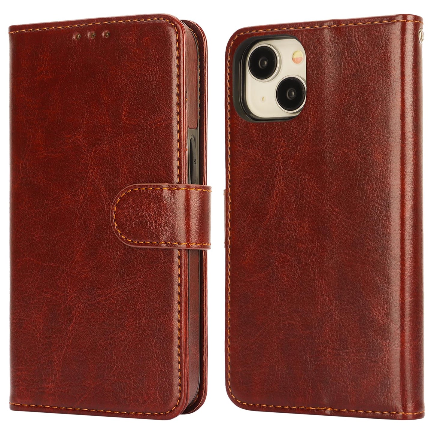 Bocasal Detachable Wallet Case for iPhone 15 RFID Blocking Card Slots Holder Premium PU Leather Magnetic Kickstand Shockproof Wrist Strap Removable Flip Protective Cover 5G 6.1 inch (Brown)