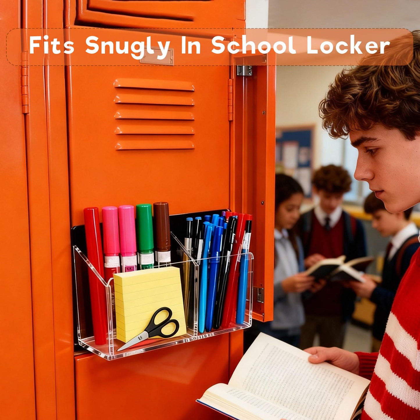 HeCuPMMA Magnetic Dry Erase Marker Holder - Non-Slip Acrylic Pen Organizer with Powerful Magnets for Whiteboard, Refrigerator, Office Desk, Classroom Supplies & Home Organization-Clear