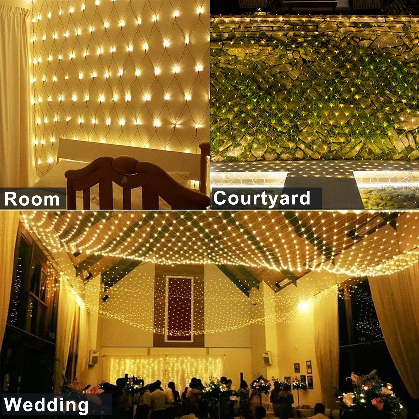 oopswow Christmas Net Lights Outdoor,9.8ft x 6.6ft Mesh Light Waterproof Tree Light,200Led Net String Lights Plug in with 8Modes Connectable for Gazebo Shrubs Lawn Backyard Garden Decor (Warm White)