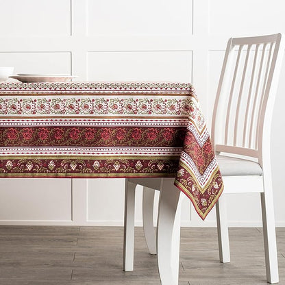 Maison d' Hermine Table Cloth Rectangle Table 100% Cotton 54 x 72 Inches Fall Tablecloth Reusable Everyday Use for Thanksgiving Christmas Decorations Dining Farmhouse Party (Reveillon Au Jardin)